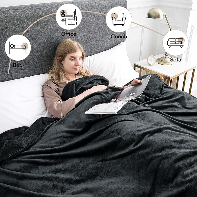IR Imperial Rooms Fleece Blanket King Size, Pack of 8 – Soft 400 GSM Plush Microfiber King Size Blanket, Warm Lightweight King Blanket for The Bed, Bulk Value Pack 108x90 Inches, Black