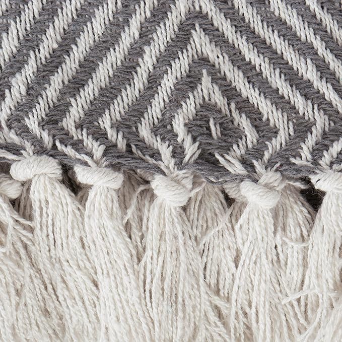 DII Rustic Farmhouse Cotton Chevron Blanket Throw with Fringe for Chair, Couch, Picnic, Camping, Beach, & Everyday Use, 50 x 60 - Urban Chevron Mineral