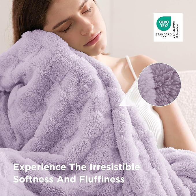 Bedsure GentleSoft Twin Blanket for Bed Lavender Fog - Super Soft Cozy Blankets for Women Men Girls, Cute Fuzzy Fleece Throws for Bedroom Couch, 60x80 Inches