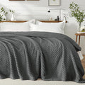 Exclusivo Mezcla King Size Fleece Blanket for Bed, Extra Soft Warm Decorative Fuzzy Blanket for Women, Lightweight Cozy Bedding Blankets, 90x104 Inches, Dark Grey