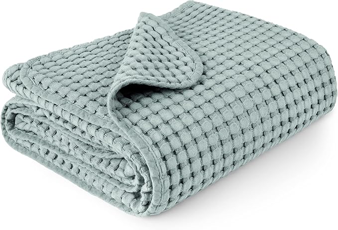 Konssy Waffle Baby Blanket - Soft & Cozy Nursery Swaddle Blanket, Lightweight Toddler Throw for Boys & Girls, Ideal for Wrapping(Light Green)