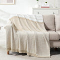 Throw Blanket, Taupe White Soft Cozy Fluffy Striped Throw Blankets for Couch, Sofa, Bed, Chair, Warm Fuzzy Plush Lightweight Decorative Stripe Blanket, 50x60 inches