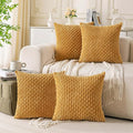 Set of 4 Mustard Yellow Decorative Throw Pillow Covers 24x24 Inch Corduroy Pillow Covers for Bed Couch Sofa Living Room Soft Square Cushion Cases