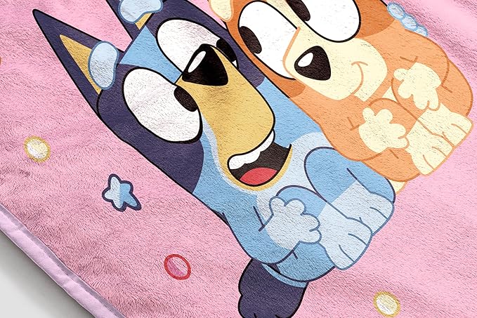Jay Franco Kids Plush Throw Blanket – Soft & Comfy Throw for Couch or Bed – Cozy Home Décor for Living Room & Bedroom, Pink - Bluey, 46x60 - Throw Blanket