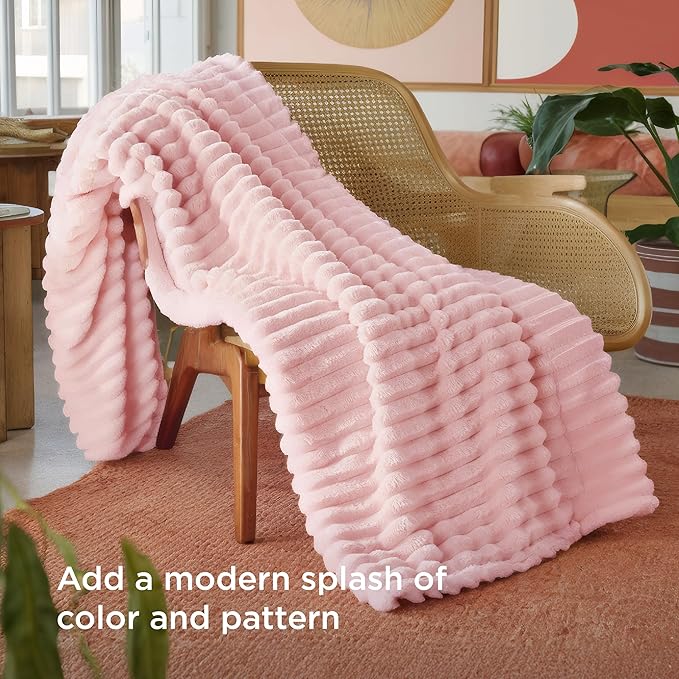 Bedsure GentleSoft Pink Throw Blanket for Couch - Birthday Gifts for Teen Girls Her Sister, Soft Cozy Cute Small Fleece Throw Blanket for Girls, Coral Pink Room Home Decor, 50x60 Inches