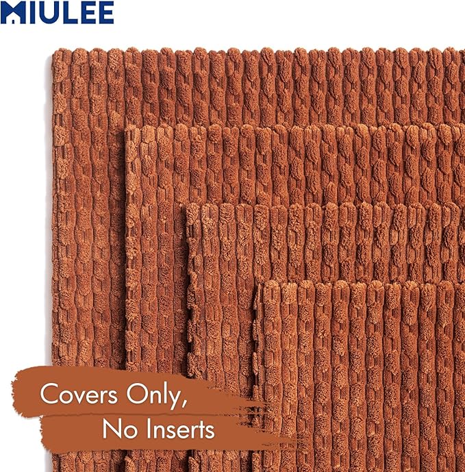 MIULEE Terracotta Decorative Throw Pillow Covers for Couch Sofa Living Room Set of 4 Rustic Striped Cushion Covers Corduroy Pillowcases Farmhouse Home Decor 18x18 Inch Burnt Orange