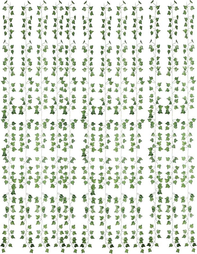 78 Ft Artificial Ivy Silk Vines Fake Hanging Plants High Simulation Garlands Greenery Chain for Home Wedding Wall Party Decoration, Pack of 12
