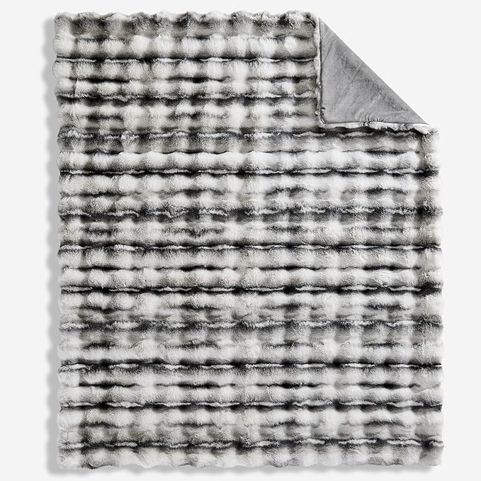 WDCOZY Marble Pattern Bubble Throw Blanket, Luxury Faux Rabbit Fur Mink Plush Throw for Couch, Sofa and Bed, Soft Fluffy Fuzzy Cozy Blanket for Women, Thick and Warm, 50x60 inches, 950 GSM