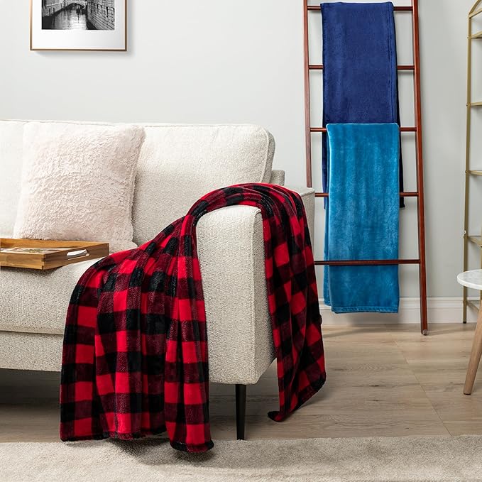 PAVILIA Blue Fleece Throw Blanket for Couch Twin Size, Super Soft Fuzzy Flannel Throw for Sofa, Luxury Plush Microfiber Blanket Twin Bed, Home Decorative Velvet Gift Blanket, 60x80