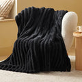 Bedsure Twin Blanket for Couch - 350GSM Super GentleSoft Fuzzy Fluffy Cozy Blankets for Women, Cute Small Plush Fleece Throws for Girls, Black，60x80 Inches, Wider Striped Design