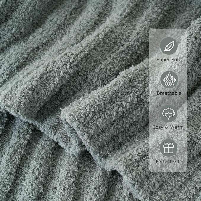 BATTILO Sage Green Throw Blanket, Fuzzy Soft Green Throw Blankets, Warm Lightweight Knit Blanket for Bed, Sofa, Spring Home Decor, 50"x60"