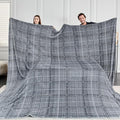 Soft Cozy 120x138 Inches Seamless Oversized King Fleece Blanket, Line Pattern Giant Huge, Extra Large 10'x11.5', California King Blanket for Sofa, Family, Travel, Line Dark Grey