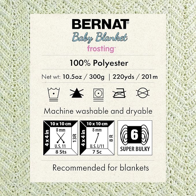 Bernat Baby Blanket Frosting Seaside Yarn - 1 Pack of 10.5oz/300g - Polyester - #6 Super Bulky - 220 Yards - Knitting & Crochet