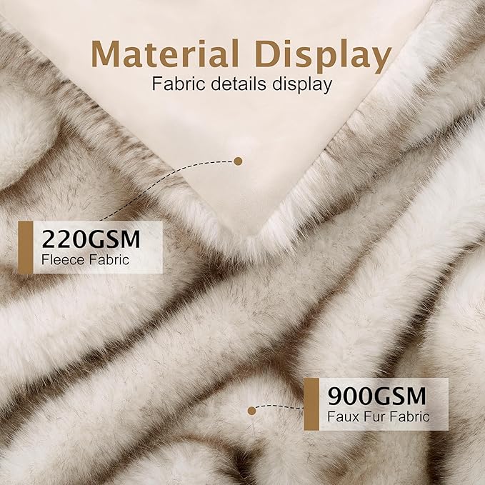Touchat Luxury 1000GSM Faux Fur Twin Blanket, Super Thick Warm Cozy Heavy Blankets for Couch Bed Sofa, Plush Fuzzy Elegant Winter Reversible Mink Blanket for Living Room Bedroom 60x80,Taupe