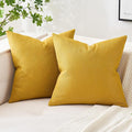 MIULEE Pack of 2 Decorative Linen Burlap Textured Pillow Covers Farmhouse Boho Accent Pillowcases Spring Home Decor for Couch Sofa Bedroom Living Room 20x20 Inch Bright Yellow