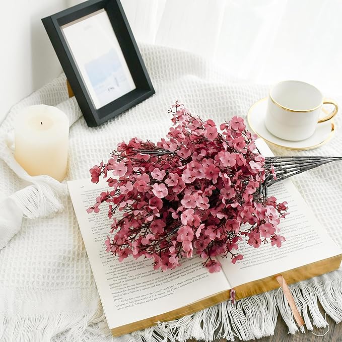 Mandy's Dusty Pink Artificial Baby’s Breath Flowers 6 Bundles Silk Gypsophila, 18.5 Inch European Style Modern Home Decor Centerpiece, Neutral Wedding Flower Arrangements