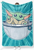 Jay Franco Kids Plush Throw Blanket – Soft & Cozy Fleece Throw for Bedroom & Couch Décor, Official Licensed Product, Teal - Mandalorian, 46x60 - Throw Blanket