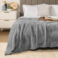 Pavilia Sherpa Bed Blanket Queen Size, Grey Plush Soft Cozy Fluffy Lightweight Microfiber Fuzzy All Season Blanket, 90x90
