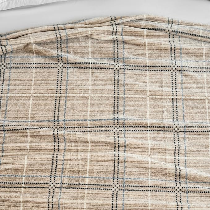COOVA Oversized King Fleece Blanket 120x120 inches, Soft Cozy Warm Giant Extra Large 10'x10' Blanket for Bed, Sofa, Couch,Travel, Camping, California Huge Flannel Big Throw Blanket, Line Taupe
