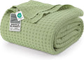 Utopia Bedding Sage Green 100% Cotton Waffle Blanket 300 GSM [Full - 90x84 Inch] Soft Lightweight Breathable Bed Blanket for All Season