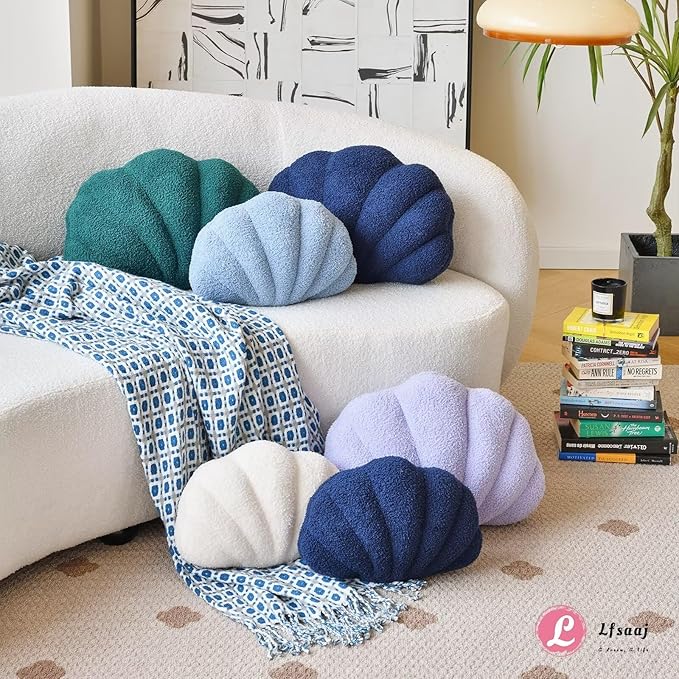 Lfsaaj Seashell Throw Pillows, Shell Shaped Throw Pillows, 18 Inch Soft Home Decorative Pillow Plush Cushion for Bed Couch Living Sofa Room Decor Accent Throw Pillow (Lavender 18Inch)
