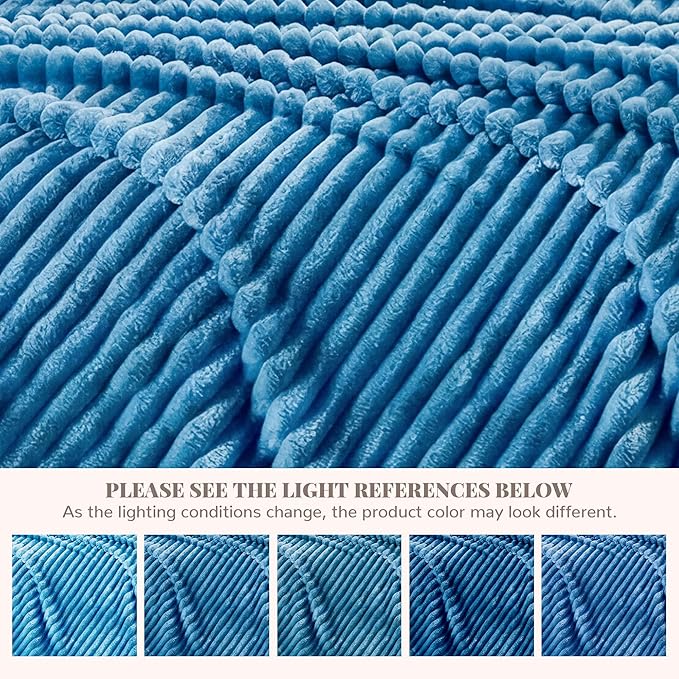 Blue Fleece Throw Blanket for Couch, 320GSM Super Soft Cozy Blanket for Home Decor, Perfect Cozy Gifts for Women Men Gifts, Lightweight All Season Couch Blanket, 50x70 Inches