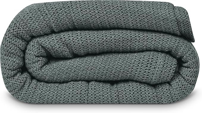 Linteum Textile Supply Leno Weave Charcoal Grey Blanket, Twin 100% Cotton, Lightweight, Warm, Fluffy, Premium and Durable Soft & Cozy Bed Blanket for Home, Couch, Sofa & Dorm, All Season Throw [66x90]