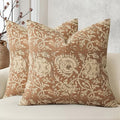 Vintage Floral Print Throw Pillow Covers 26x26 Set of 2 Neutral Modern Farmhouse Accent Decorative Cushion Covers Boho Home Decor for Couch Sofa Chair Bed Living Room, Cognac