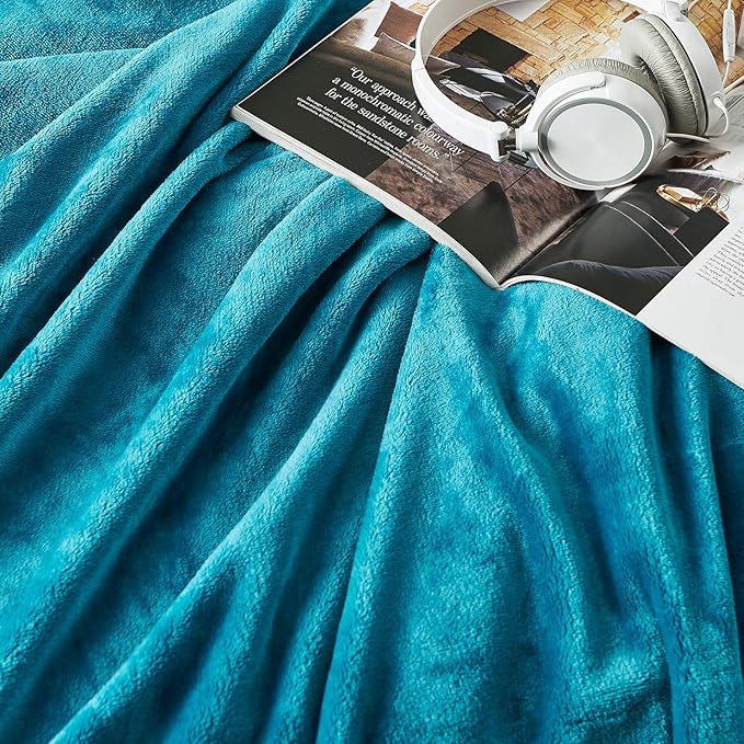 Hansleep Fleece Blanket for Couch Teal, Super Soft Flannel Fuzzy Throw Plush Cozy Blanket for All Seasons, Teal, Throw 50x60 Inches