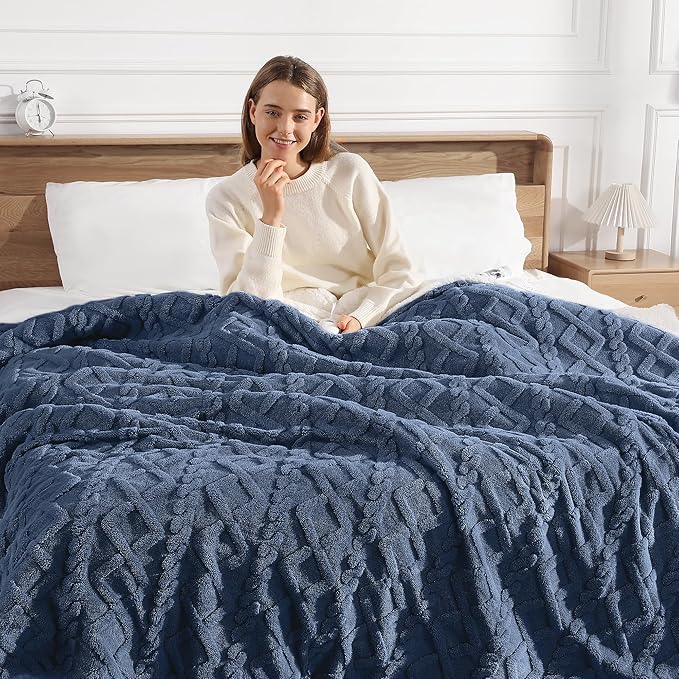 Electric Blanket King Heating Blanket 90"x100" - Dual Control Heated Blankets with Fast Heating & Over-Heat Protection, Ultra Thick 450gsm Sherpa Fleece Heated Blankets, Great Grandma Gifts(Navy Blue)