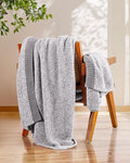 Super Soft Throw Blanket 50x60 Inches, Half-Side Plush Fuzzy Blanket for Couch, Sofa, Bed & Chair, Warm Cozy Lightweight Knit Blanket for Fall & Winter
