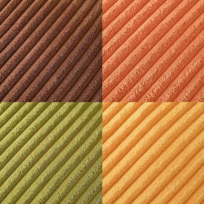Volcanics Set of 4 Fall Orange Corduroy Decorative Throw Pillow Covers 20x20 Inch, Modern Yellow Green Gradient Couch Pillow Covers, Rustic Western Striped Cushion Covers for Bed Sofa Living Room