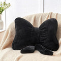 Black Bow Pillow,16'' Bow Decorative Pillows with Faux Rabbit Fur,Soft Bow Throw Pillows Aesthetic Bow Shaped Pillow for Bed Sofa Couch Home Decor