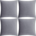 GIGIZAZA Decorative Throw Pillow Covers 16 x 16, Deep Grey Soft Pillow Covers Velvet,Set of 4 Decor Square Cushion Covers