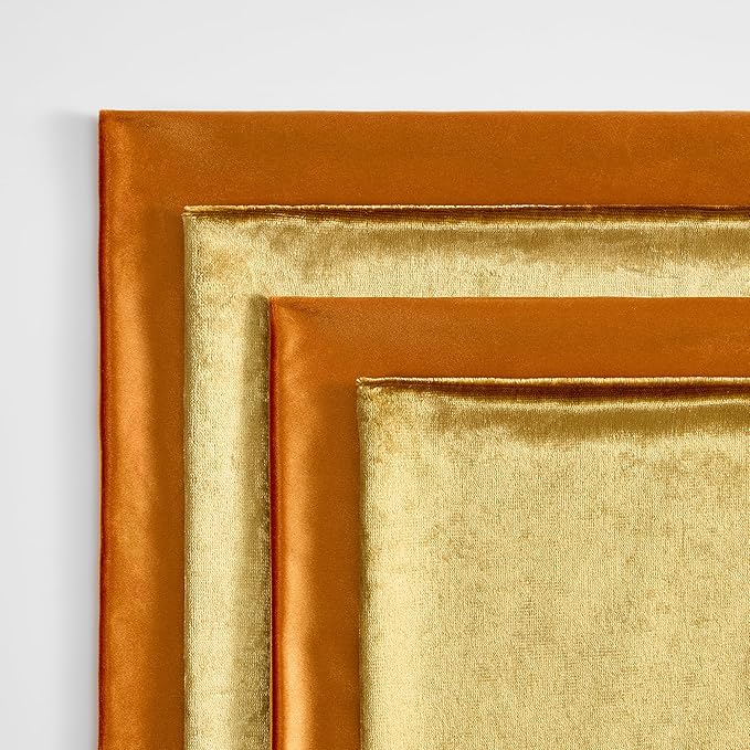 GIGIZAZA Velvet Gold Orange Pillow Covers 18x18，Pack of 4 Decorative Throw Pillow Soft Covers Square Couch Pillow Modern Covers Living Room Luxury Cushion Covers