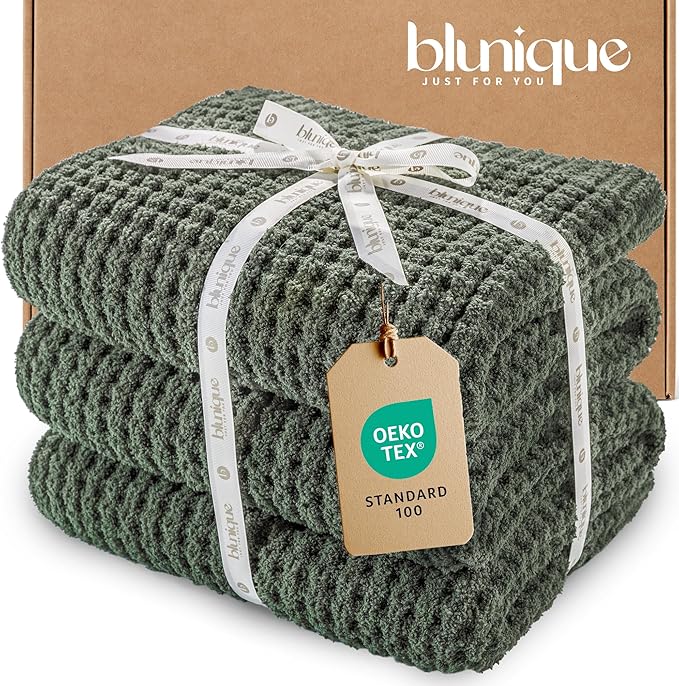Waffle Knit Blanket Twin Size, Luxury Cozy Chunky Knit Twin Blanket for Couch, 60 x 80 Inch Thick Ultra-Soft Feather Yarn Knitted Blankets for Sofa, Bed, Home Decor - Sage