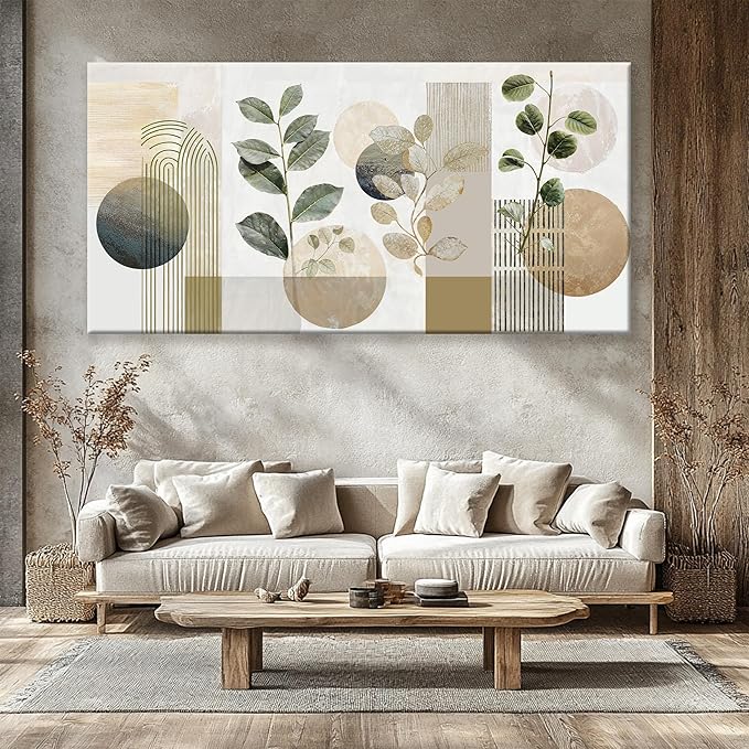 Large Boho Green Wall Art For Living Room Prints 39x78 In Green Botanical Boho Wall Art Modern Sage Bohemian Canvas Art Wall Decor Natural Abstract Geometry Lines Prints Picture Ready To Hang