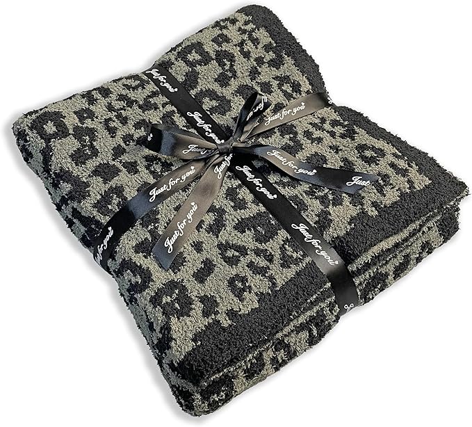 Ultra Soft Leopard Throw Blanket, Cozy Warm Reversiable Luxury Fluffy Blanket Throw Cheetah Blanket Leopard Pattern Throw for Couch Bed Sofa, 51x63 inches, Black Grey
