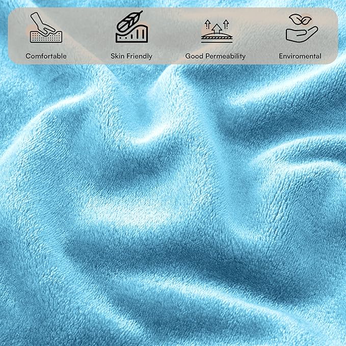 MOONLIGHT20015 Fleece Blanket 2 Pack - Super Soft Fluffy Light Blue Throw Blanket for Sofa and Bed - Warm and Cozy Lightweight 400 GSM Microfiber Bed Throws Blankets, 50x60 Inches (Throw/Travel)