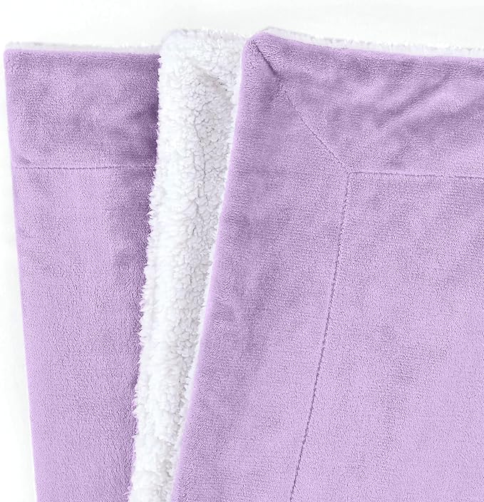 Mocassi Premium Ultra-Soft Flannel Fleece Sherpa Throw Blanket - Warm Cozy Reversible Plush Micromink Blanket for Couch, Bed and Sofa - Fluffy, Christmas Winter Bedding Gift, King, Lavender