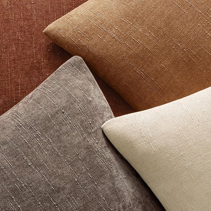 MIULEE Pack of 2 Decorative Throw Pillow Covers Soft Chenille Throw Pillows Solid Neutral Farmhouse Textured Cushion Covers for Couch Sofa Bedroom Living Room 20x20 Inch, Brown