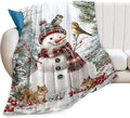 Snowman Throw Blanket - Soft Plush Fleece Christmas Winter Bedding Blankets- Cozy Snowman Stuff Gifts for Women Girls Kids Adults 60"X80"