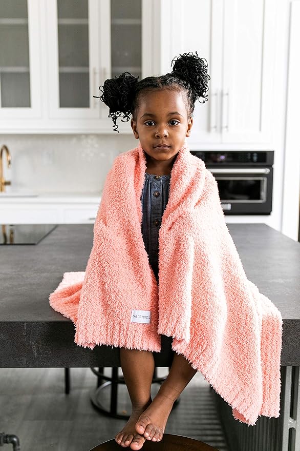 SARANONI Bamboni Luxury Baby Blanket | Cozy & Soft Plush Receiving Blankets | Perfect for Girls & Infant Baby Boy Blankets | Peach - 30” x 40"