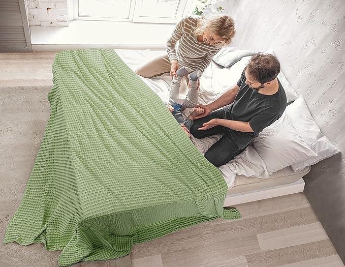 Utopia Bedding Sage Green 100% Cotton Waffle Blanket 300 GSM [Full - 90x84 Inch] Soft Lightweight Breathable Bed Blanket for All Season