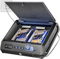 Large Biometric Gun Safe fits 4 pistols, 100 Sets of Fingerprint Handgun Safe with Internal Light & Silent Mode, Gun Lock Box for Home Bedroom Bedside Nightstand and Car, Rechargeable, TOPMEDA