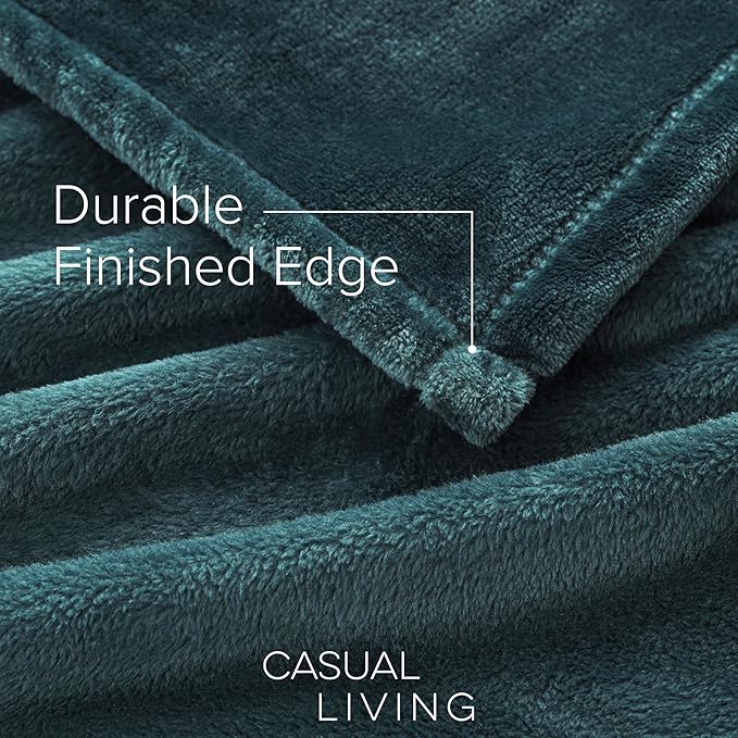 Casual Living Full/Queen Fleece Blanket Fluffy Soft Warm Cozy Bed Blankets for Bedroom Decor Plush Thick Fuzzy Oversized Big Flannel Throw for Bed Chair or Outdoor, 90-inch x 90-inch, Dark Green