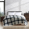 Eddie Bauer - King Size Blanket, Ultra-Soft Plush Bed Blanket with Faux Shearling Reverse, Throw Blanket for Couch & Bed (Vail Plaid Grey)