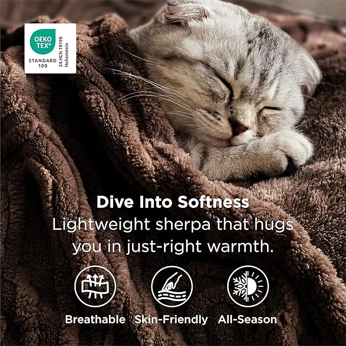 Bedsure GentleSoft Brown Throw Blanket for Couch - Super Soft & Cozy Summer Blankets for Women, Fluffy Fleece Throw for Girls, for Women, Ideal for Room, Home Decor, Dark Brown, 50x60 Inches
