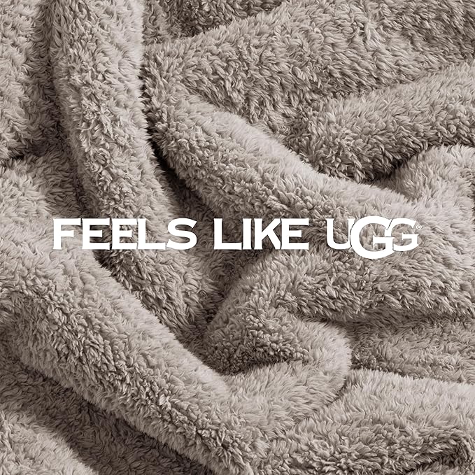 UGG Whitecap Fleece Throw Blanket, Soft Fluffy Blankets for Couch or Bed, Home Decor, Luxury Plush Throw, Machine Washable, 50-inch x 70-inch, Light Grey Seal