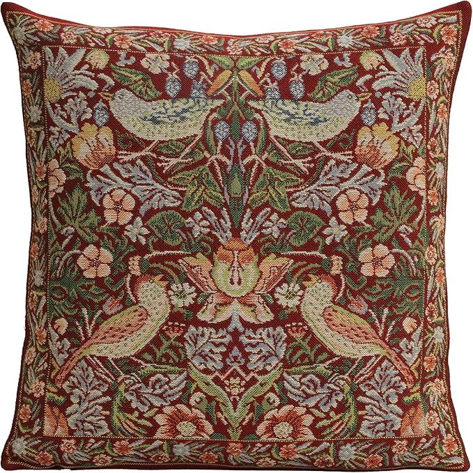 Charlotte Home Furnishings Throw Pillow Covers 16x16 in Red Strawberry Decorative Couch Pillow Covers Boho European Tapestry Cushion Cases Living Room Cozy Home Decor Jacquard Woven Soft Cotton